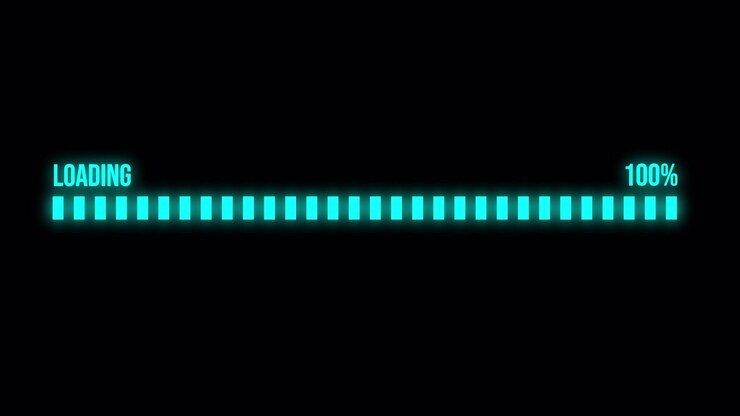Digital Loading Progress Bar Animation on Black Background