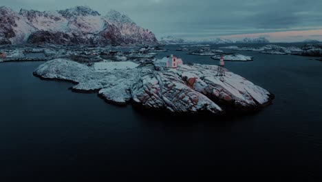 Aerial-view-of-Lofoten-Islands-beautiful-landscape-during-winter