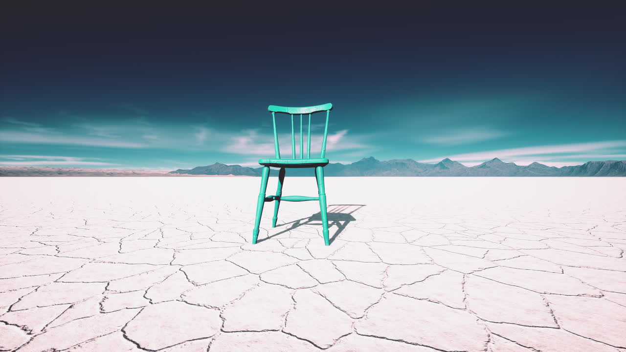 vieja silla de madera en un lago salado