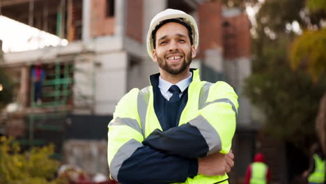 sonrisa, retrato y hombre en ingeniería civil