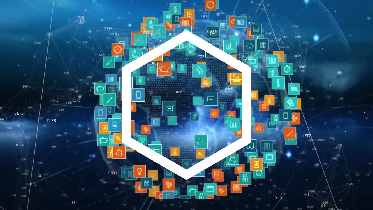 animación del hexágono y la red de conexiones