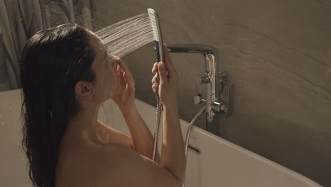 sweet woman relaxing in bathtub