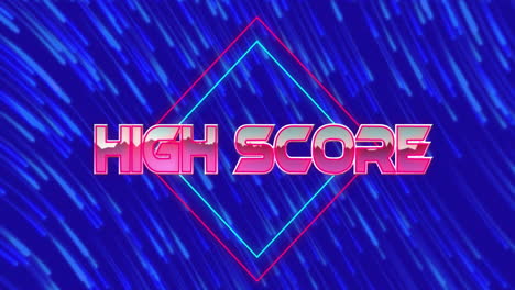 Animation-of-high-score-text-over-neon-pattern-background