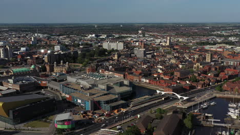 fast aerial pan over hull city centre form right to left