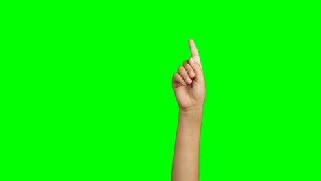 Person-making-hand-gesture-against-green-screen-background