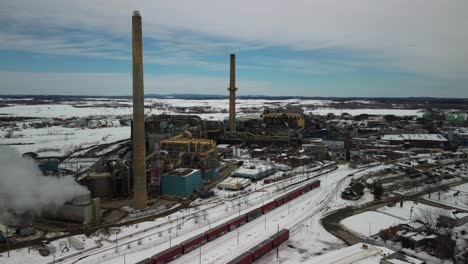 Aerial-shot-of-Fonderie-Horne-in-Rouyn-Noranda-in-the-north-of-Quebec