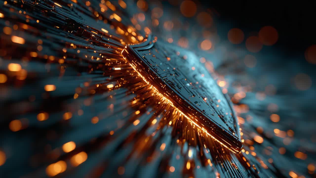 A Stunning Visualization of a Shield Surrounded by Radiant Sparks, Capturing the Essence of Strength, Protection, and Dynamic Energy in a Digital World