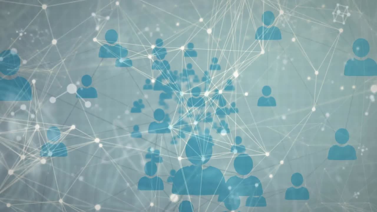 Animation of network of connections with icons over molecules