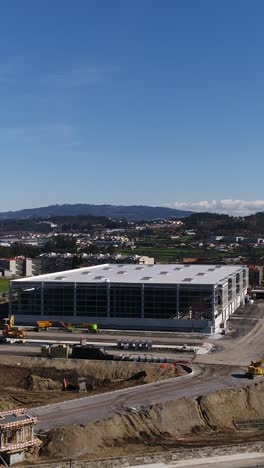 aerial warehouse construction vertical video