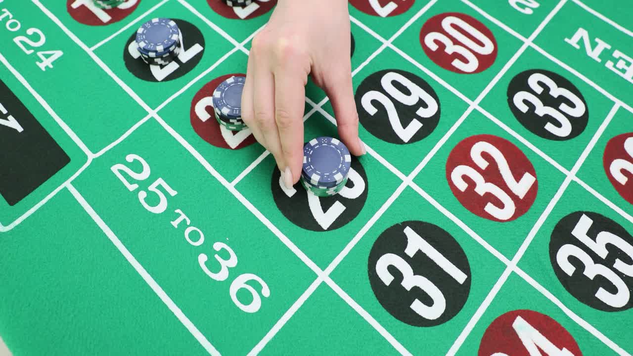 Roulette Table with Chips and Cards