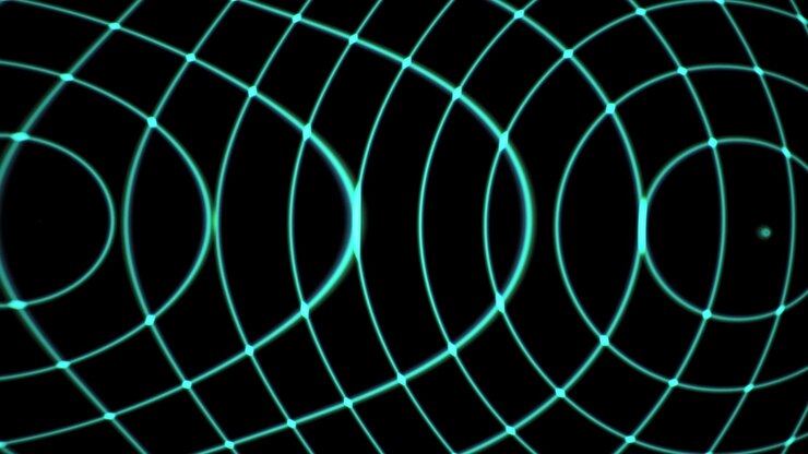 Fundo Animado Abstrato com Círculos Concêntricos Ciano Brilhantes