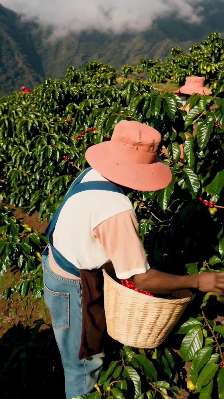 Coffee Harvest on a Mountain Plantation