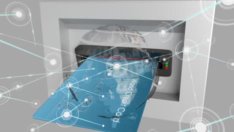 Animation-of-network-of-connections-over-bank-card-in-atm