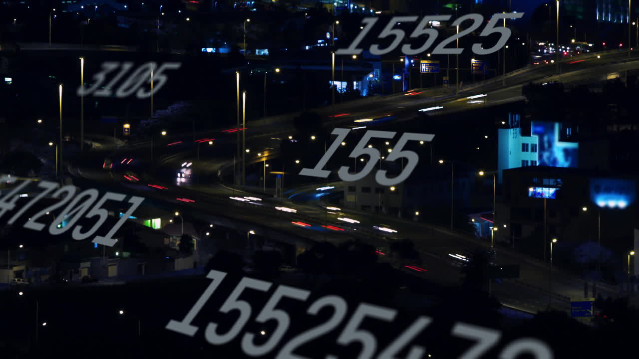 야간 도시에서 데이터 처리의 애니메이션