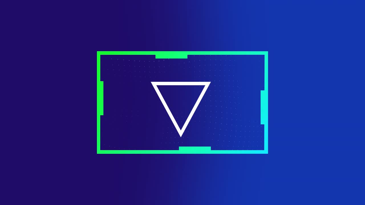 animación de triángulo de línea blanca cambiando de forma sobre formas de cápsula azul en azul