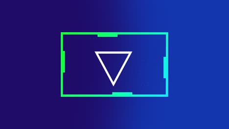 animation of white line triangle changing shape over blue capsule shapes on blue