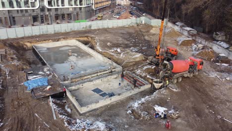 construction of a large city swimming pool