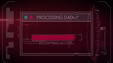 animación del procesamiento de datos financieros y escaneo de texto sobre el alcance.