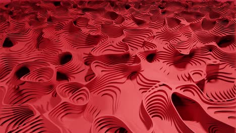 3d loopable abstract animation with a red wiggly pattern