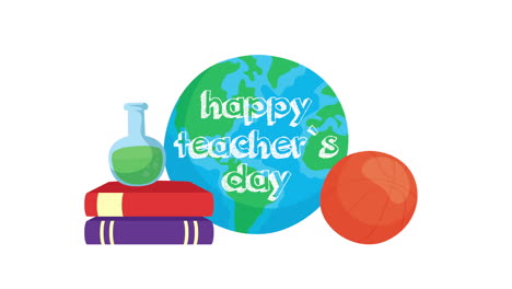 happy teachers day celebration with earth planet and supplies