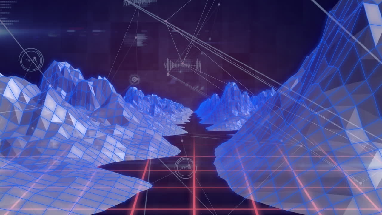 Animation of network of connections over icebergs