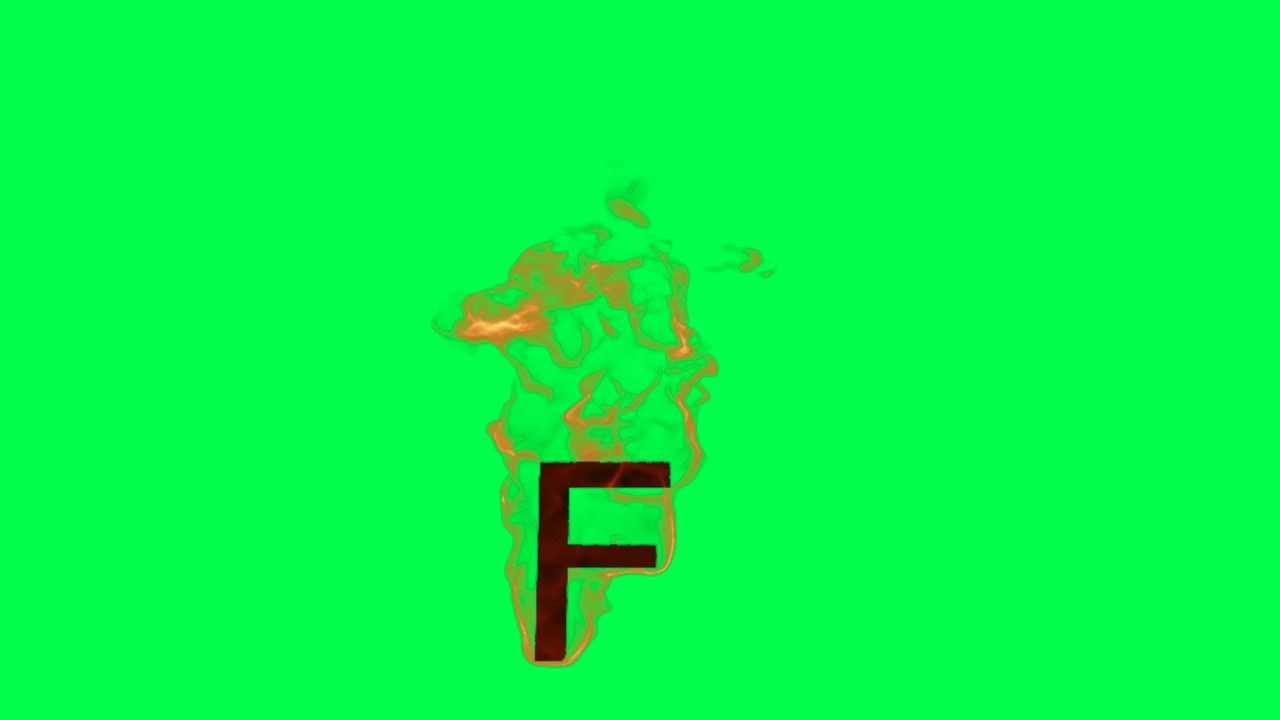 Burning Letter F on Green Screen