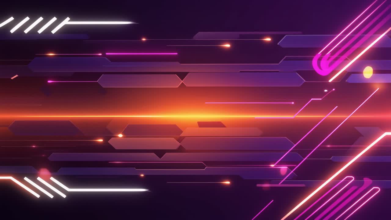 Abstract Technology Background with Moving Glowing Lines and Particles