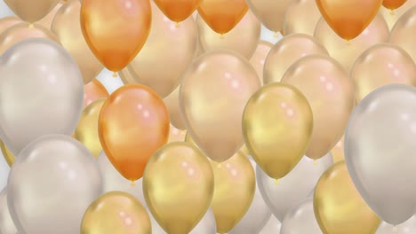 animación de globos blancos dorados que vuelan en bucle sin costuras fondo canal alfa