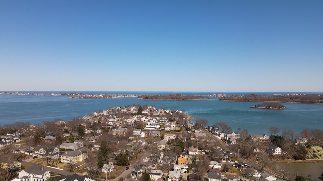 ヒンガム湾、ハル湾、ボストン港のドローン空撮映像