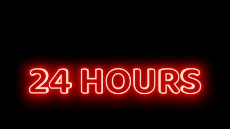 neon sign animation open 24 hours on a black background. blue neon sign open 24 hours in and red neon color suitable for store or bar and night club,casino.4k video business concept