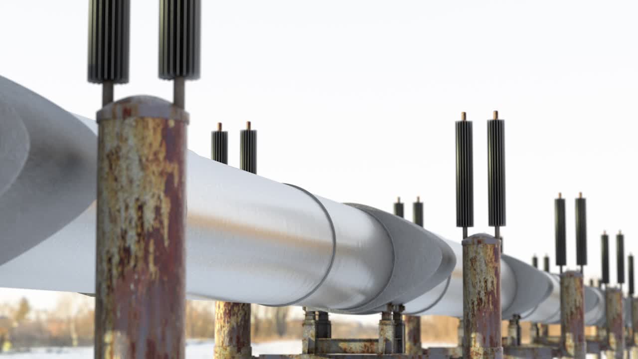 oleoducto en el norte y flujo de tubos de combustible con oleoductos de gas natural