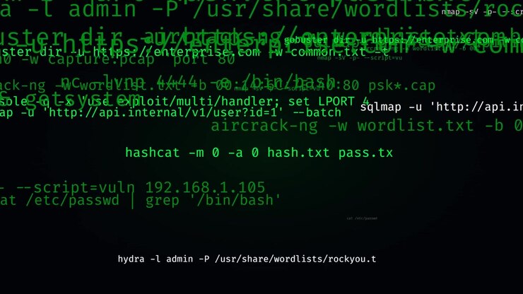 Cybersecurity Hacking Commands and Terminal Code Scrolling