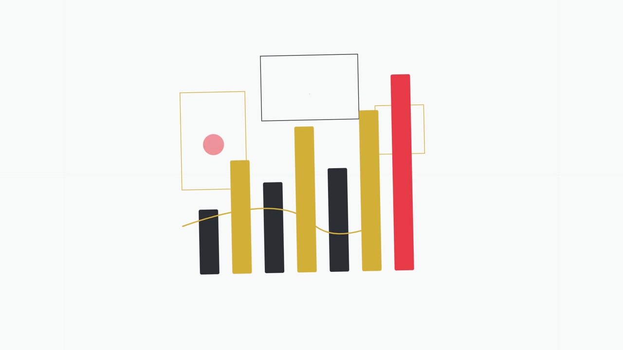 Grafico a barre animato in crescita su sfondo bianco