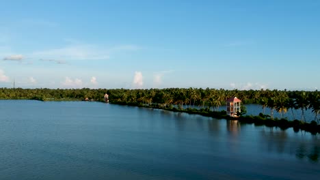 beautiful sunset,vembanad lake water,coconut trees