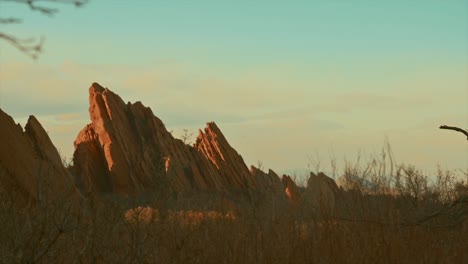 Sunset-over-mountains-in-Roxborough-State-Park-in-Colorado