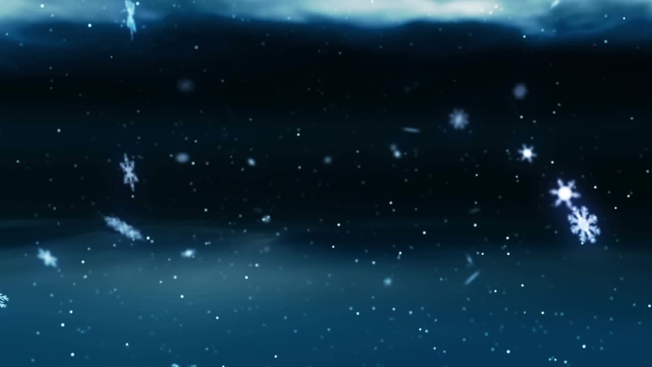 Upon white snowflakes drifting, golden helix forming and rotating, illustrating molecular structure