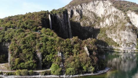 drone-rotates-slowly-revealing-the-Castro-orrido-on-iseo-lake