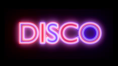 Disco-Leuchtreklame-Beleuchtet-Logotext-Leuchtend-Mehrfarbig-4k