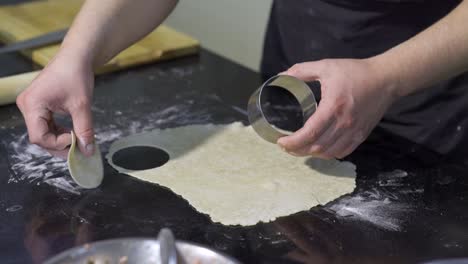 making dough circles for pastries