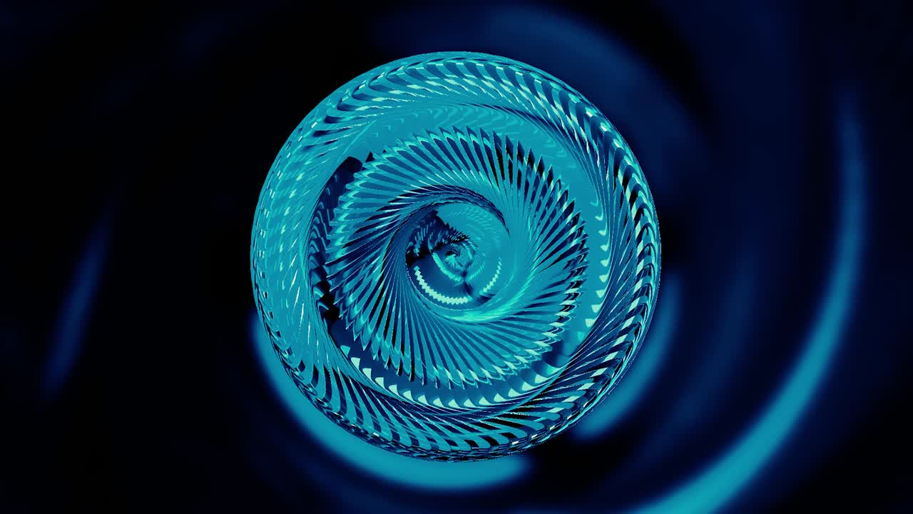 objeto giratorio de forma redonda colorida cruzado por líneas de flexión, bucle sin costuras. diseño. figura geométrica de toro rotativo