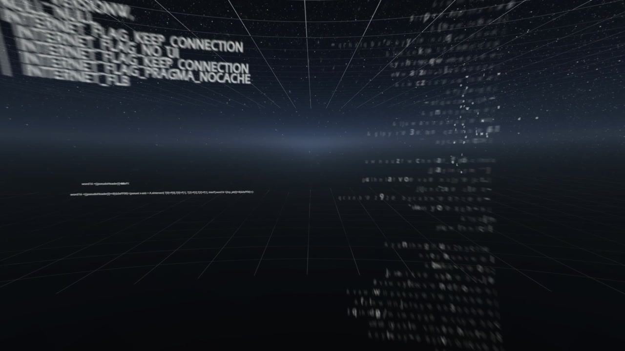 Animation of data processing on black background