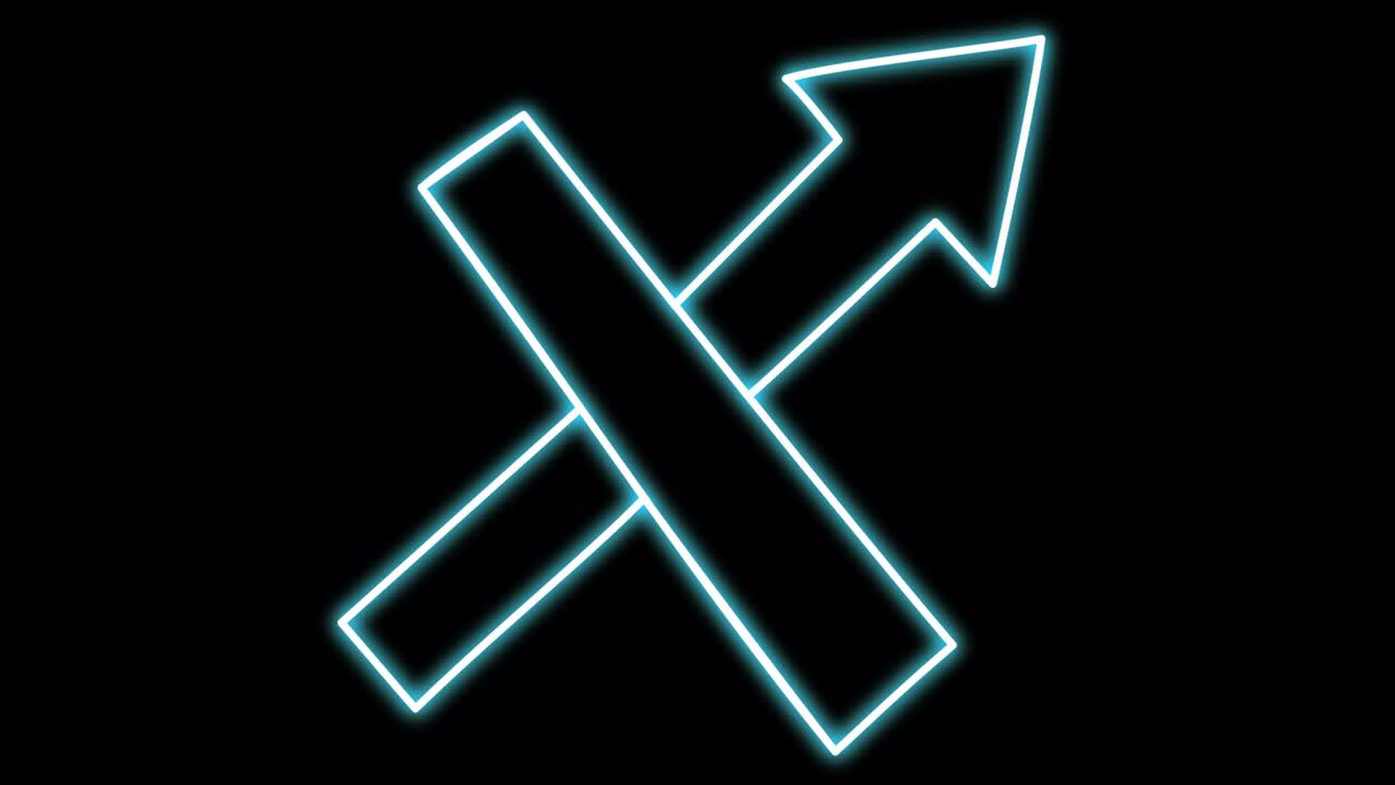 flecha de neón tachada.