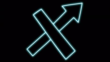 neon crossed-out arrow.