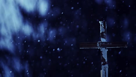 polos cruzados en medio de una tormenta de nieve sobre un fondo de bokek