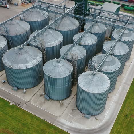 aerial view of grain elevators