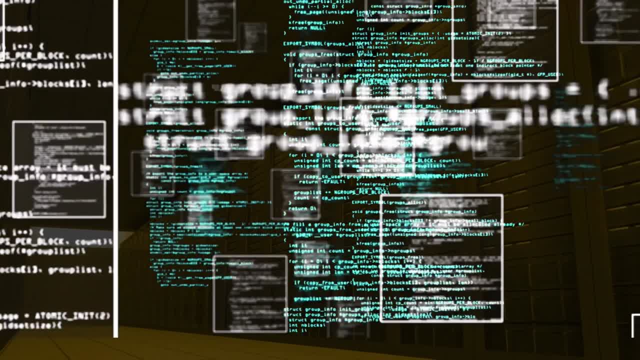 animación digital de pantallas con procesamiento de datos contra un fondo negro