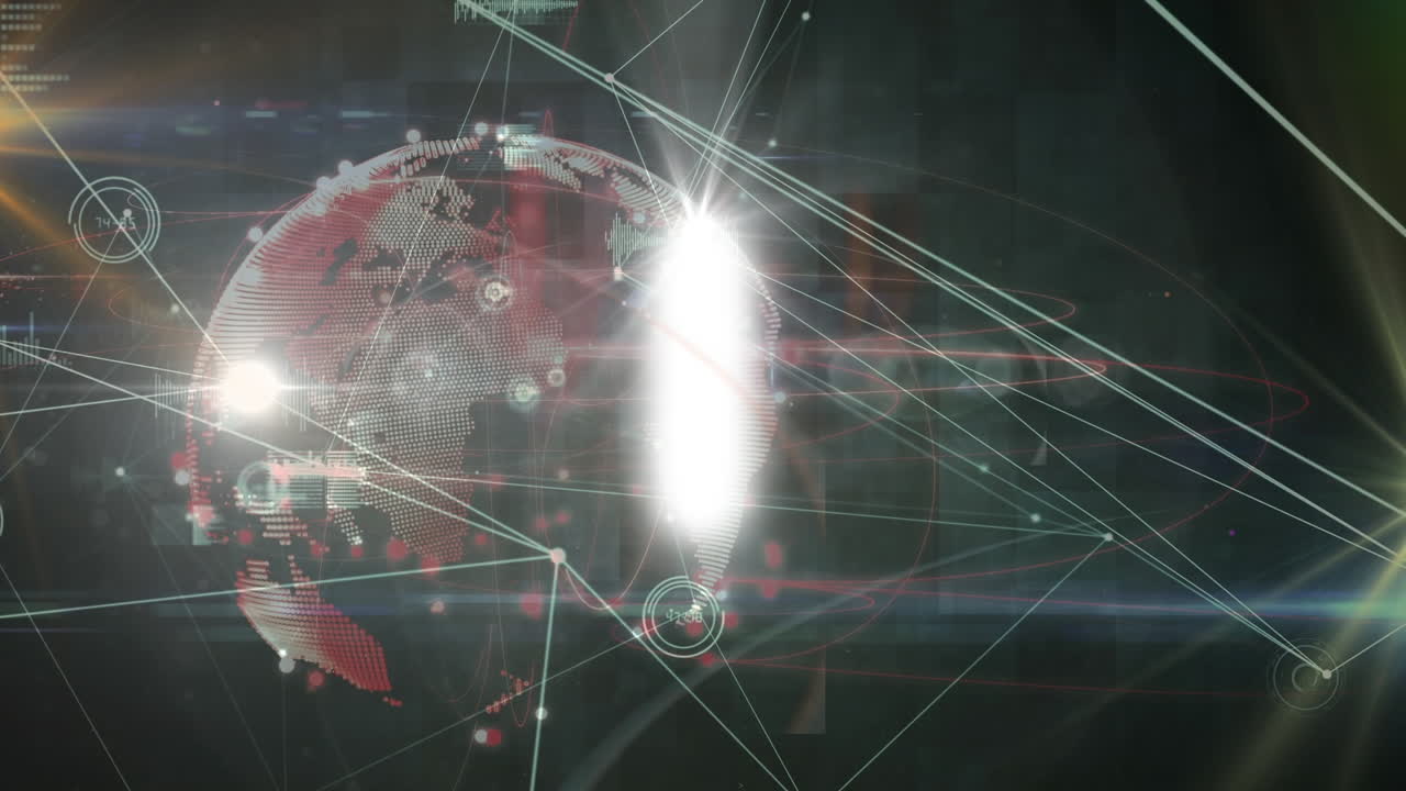 animación de la red de conexiones y el globo sobre fondo negro