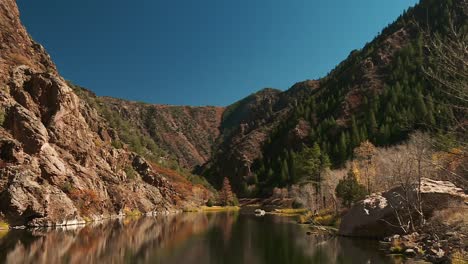 tranquil view of nature with mirror reflections in black canyon of the gunnison national park in colorado, united states