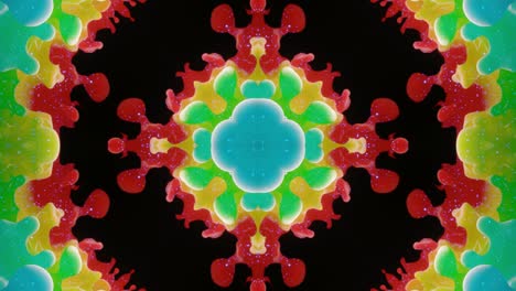 estructuras 3d simétricas abstractas como el caleidoscopio líquido en animación en bucle, gradientes de color suaves con brillo brillante. efecto caleidoscopia con ondas abstractas. hermoso patrón 3d abstracto bg. dof