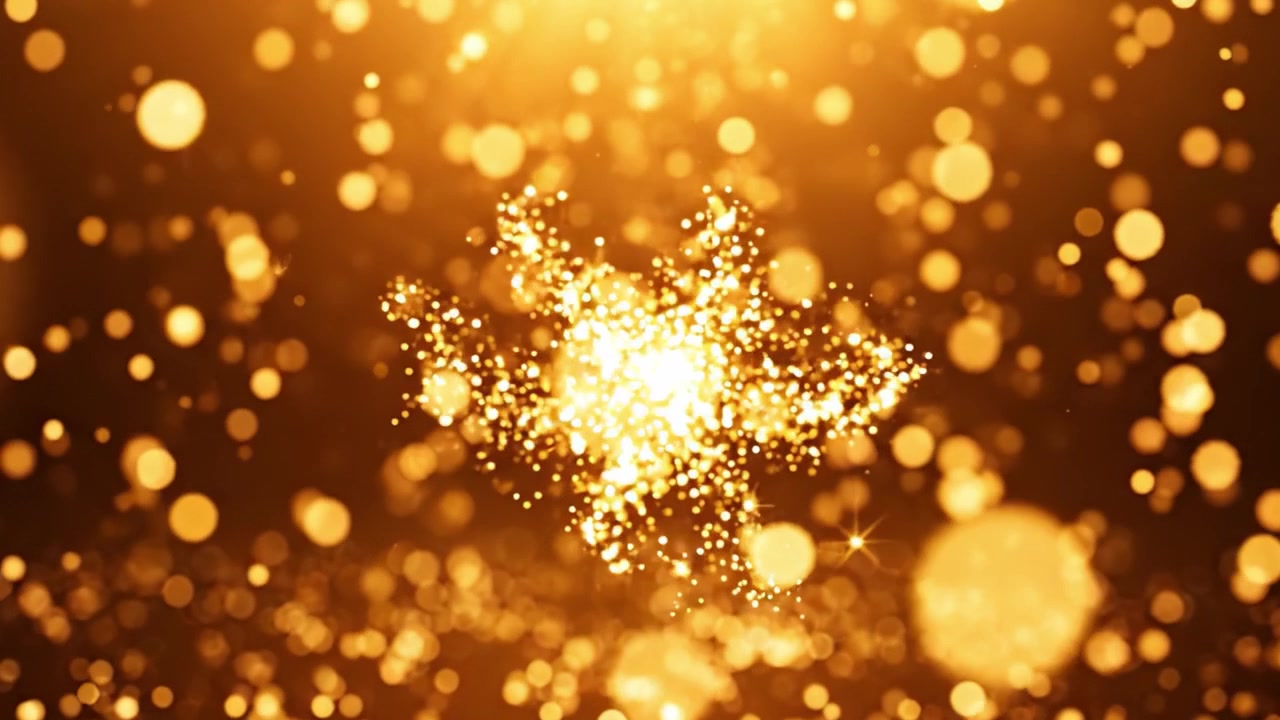 Una fusione accattivante di oro e scintillio: uno scintillante spettacolo di luce e texture in questa scena incantevole, piena di particelle luccicanti e bagliore radioso